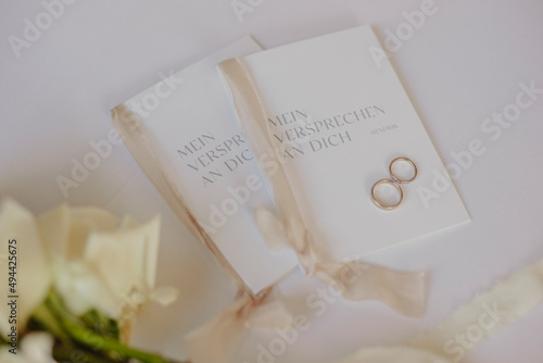 wedding rings on the table