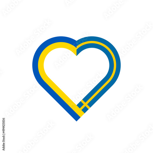 heart ribbon icon of ukraine and sweden flags. vector illustration isolated on white background