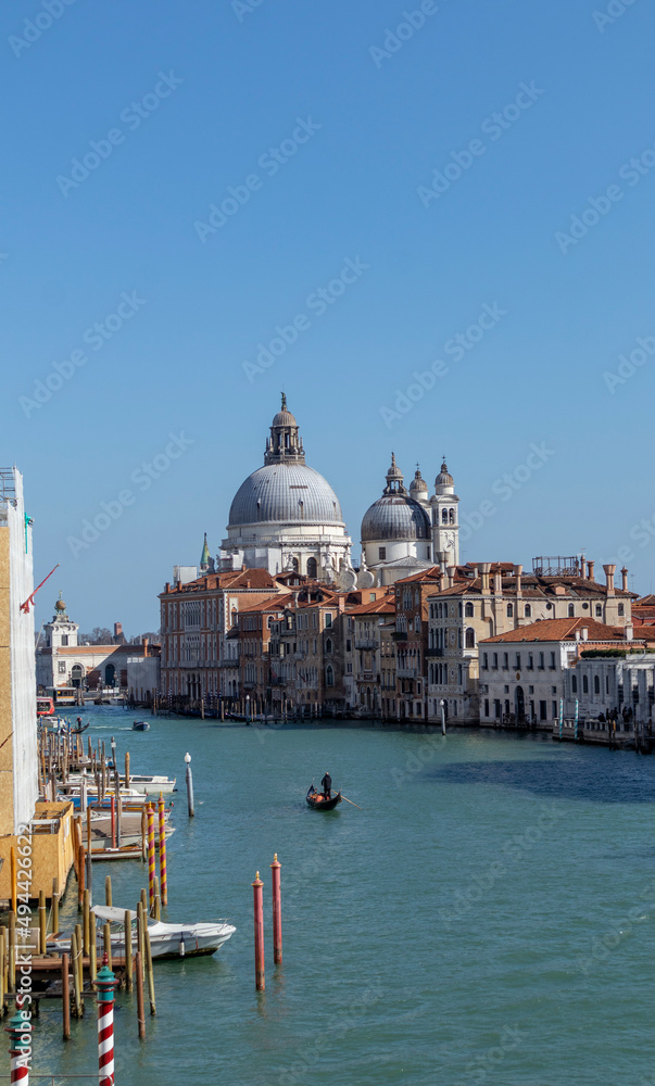 Canals, bridges and buildings in the city of Venice Italy. classic buildings, blue water canals.