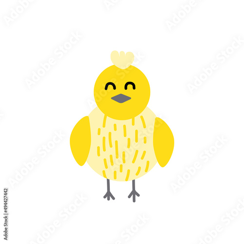 Chick. Yellow chick. Spring, easter. Little chicken. Nestling. Flat, cartoon, isolated