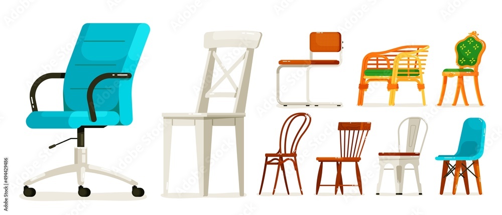 Chair furniture office or home seat isolated set. Comfortable elegance armchair for room workplace furnishing Chair furniture office or home seat isolated set. Comfortable elegance armchair for room workplace furnishing