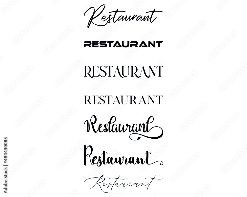 Restaurant in the 7 different creative lettering style
