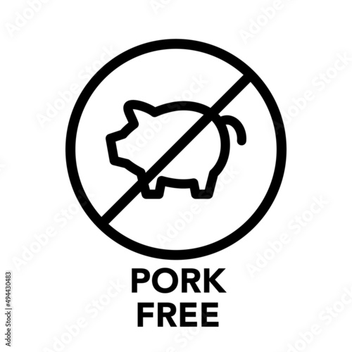 Round frame pork free icon, one of the food allergy icons set