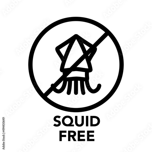 Round frame squid free icon, one of the food allergy icons set