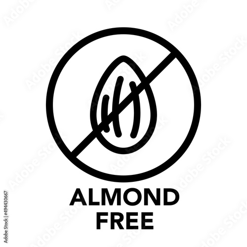 Round frame almond free icon, one of the food allergy icons set