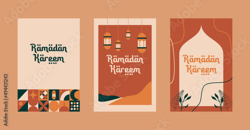 Ramadan Kareem. Islamic greeting card template with ramadan for wallpaper design. Poster, media banner. A set of vector illustrations. Ramadan collection vector.