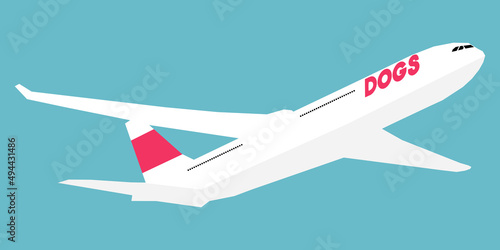 Vector illustration with a white plane on a blue background