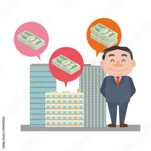 不動産賃貸収入を得る男性