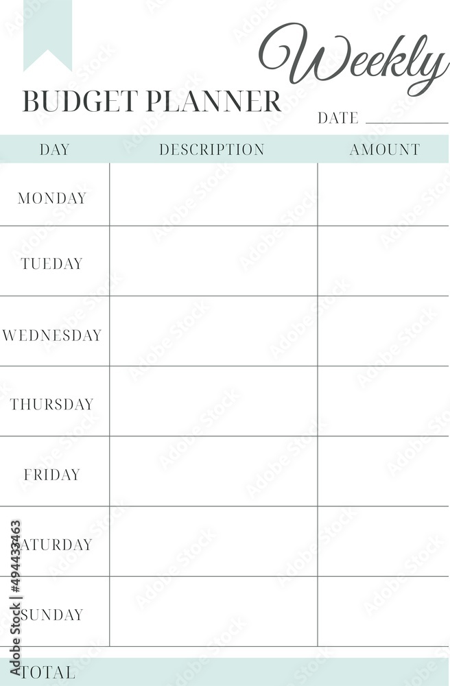 Weekly budget planner. Financial planner page vector. Budget for the month. Minimalistic strict design. Weekly budget planner. Financial planner page vector. Budget for the month. Minimalistic strict design.