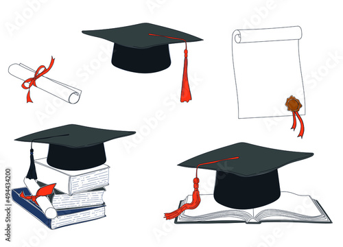 graduation cap icon, student illustration