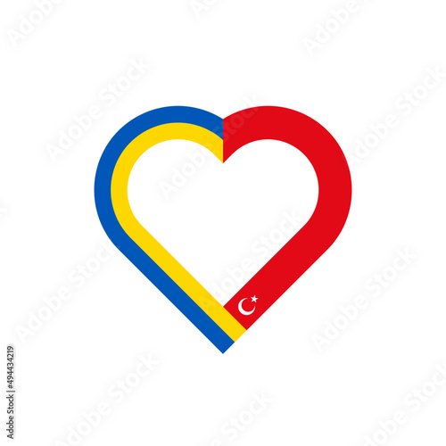 heart ribbon icon of ukraine and turkey flags. vector illustration isolated on white background	