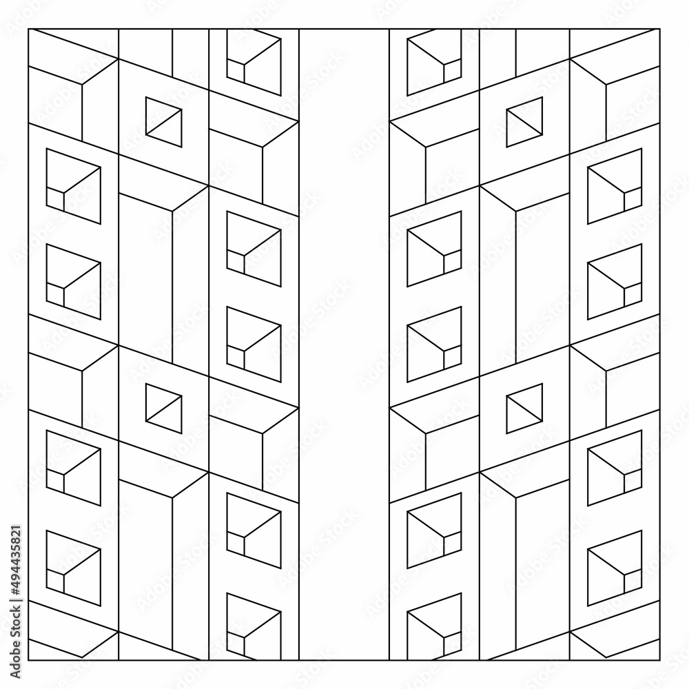 two-columns-of-hollow-cubes-opposite-at-a-distance-easy-coloring-pages