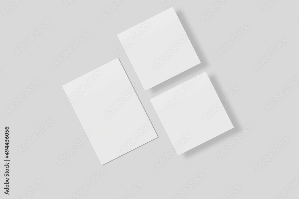 Blank paper for mockup. 3D Render. Blank paper for mockup. 3D Render.