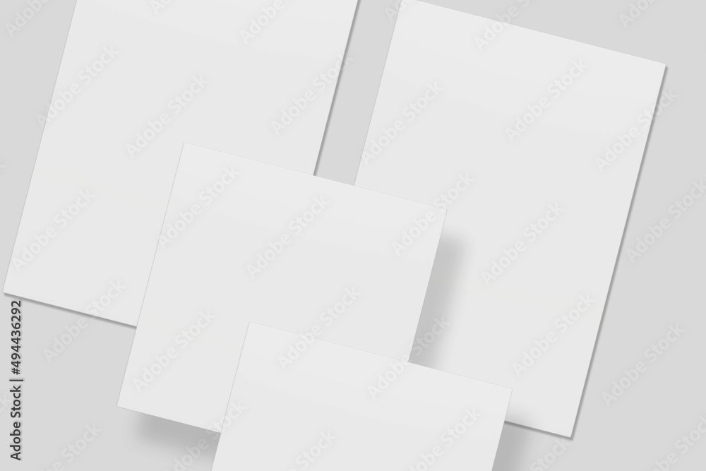 Blank paper for mockup. 3D Render. Blank paper for mockup. 3D Render.