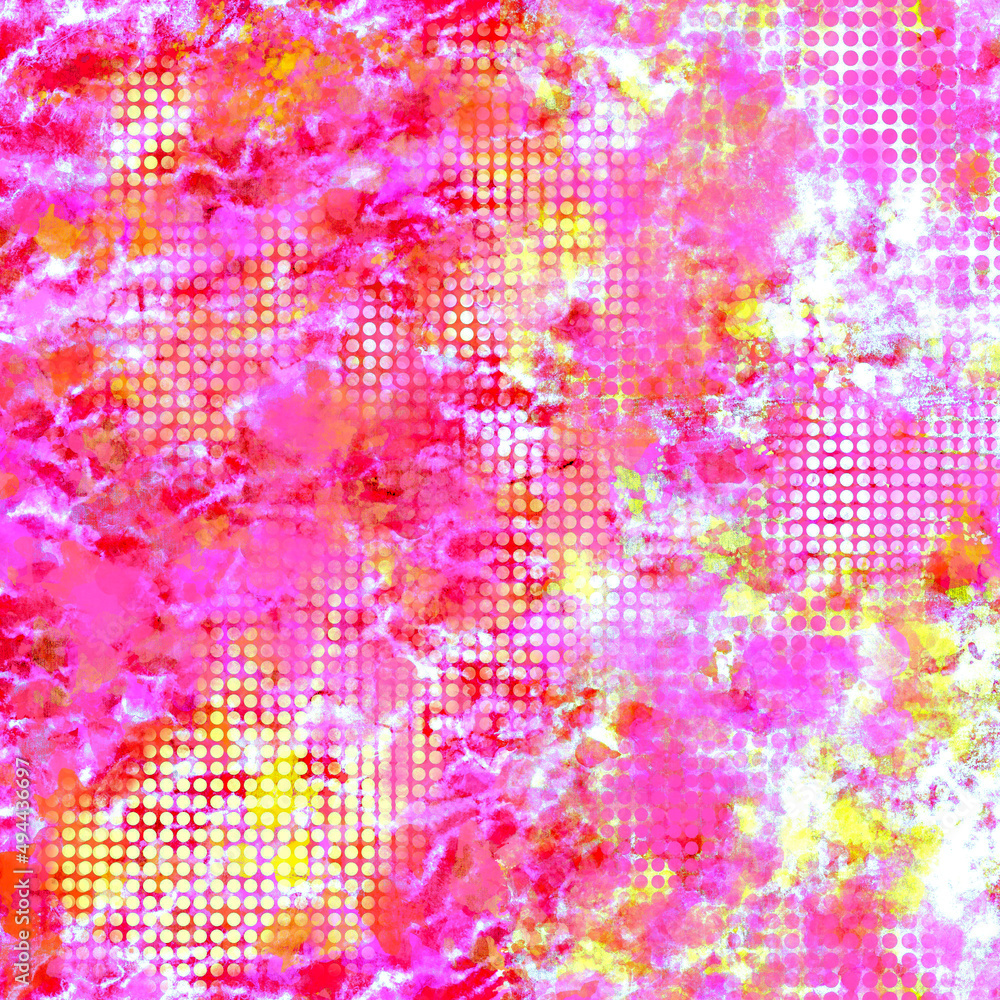 Abstract vivid neon layered background with bright spots, blots, strokes, grid, mesh, perforation Abstract vivid neon layered background with bright spots, blots, strokes, grid, mesh, perforation