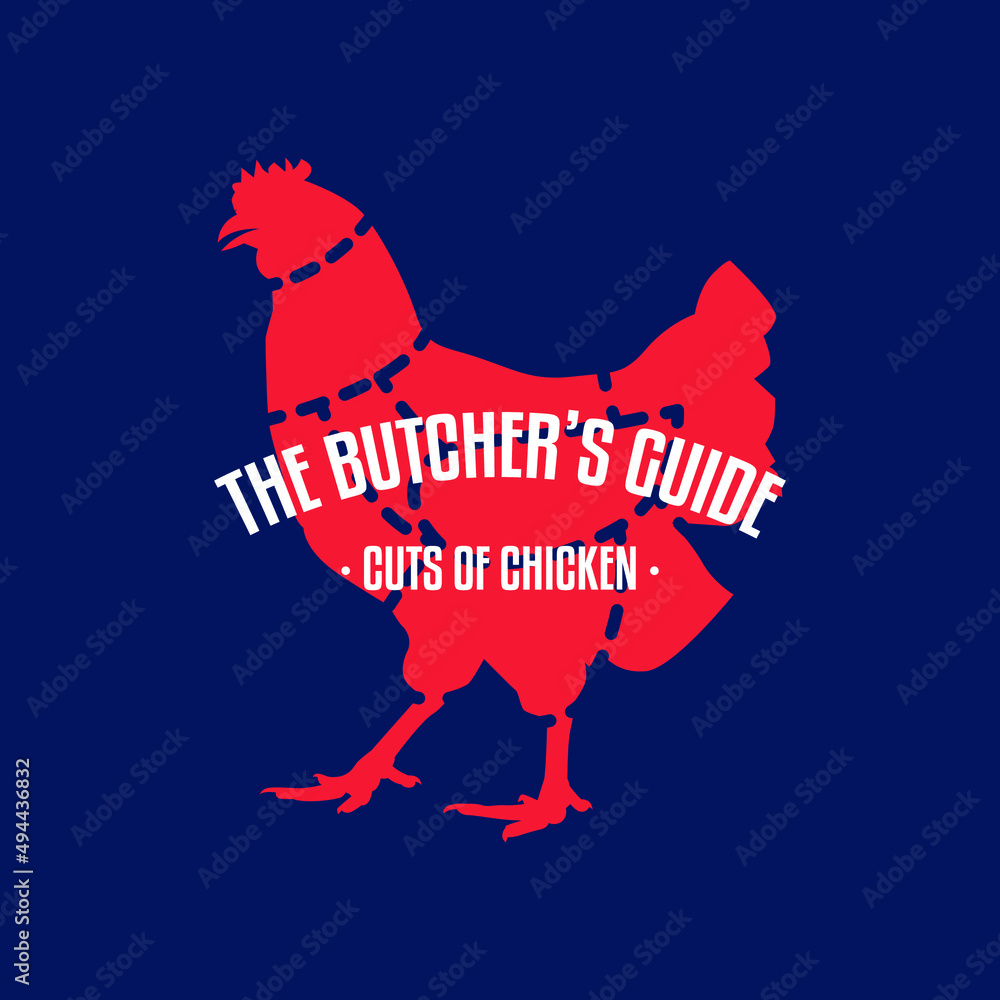 Vetor de Meat and Chicken cuts. Diagrams for butcher shop. Scheme of