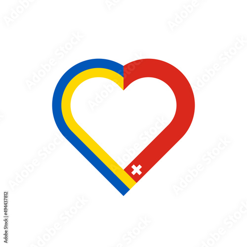 harmony concept. heart ribbon icon of ukraine and switzerland flags. vector illustration isolated on white background