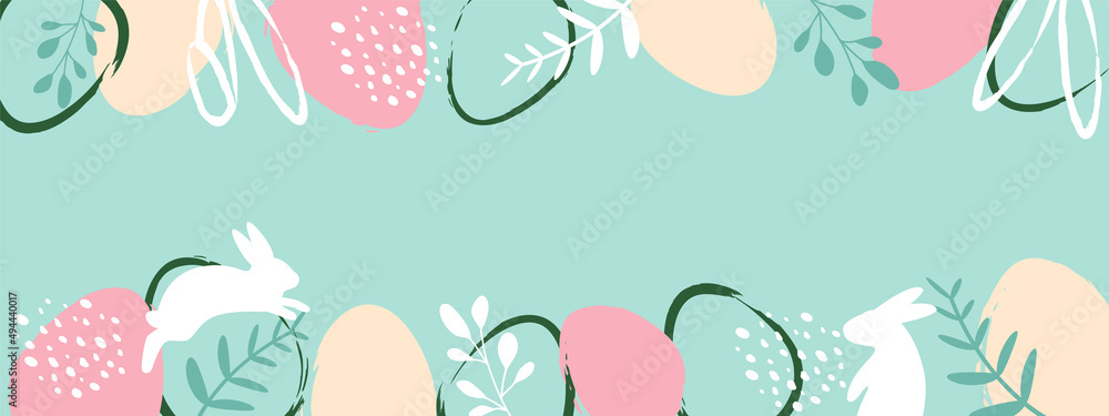 Happy easter. Celebration. Easter egg and bunny ears on mint green background. Vector. Happy easter. Celebration. Easter egg and bunny ears on mint green background. Vector.