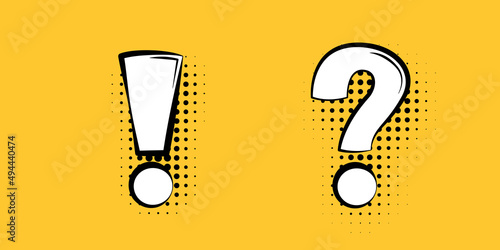 Retro exclamation and question mark over yellow