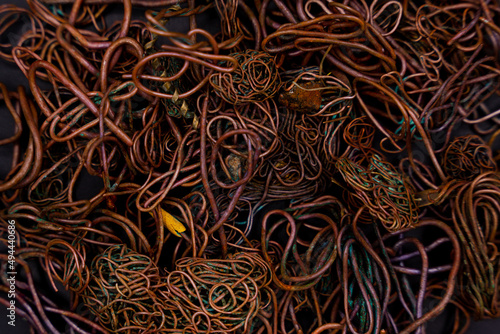 Copper scrap metal, wire, motor and transformer windings, electrical wire. Calcined oxidized copper wire.