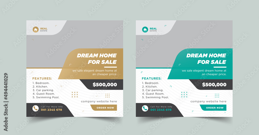 Fototapeta premium Real estate house property instagram post or social media banner