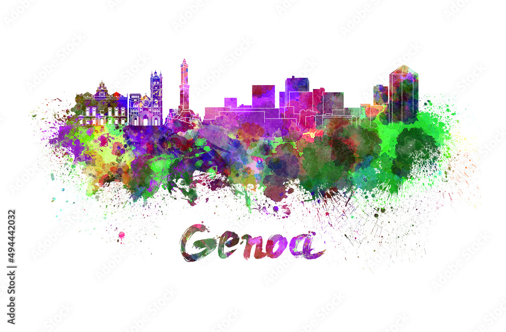 Genoa skyline in watercolor