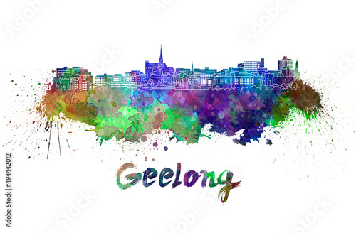 Geelong skyline in watercolor