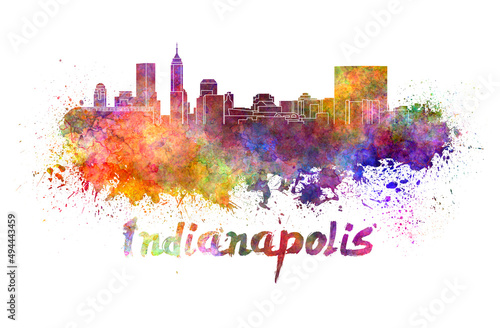 Indianapolis skyline in watercolor © Paulrommer