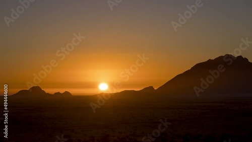 Wallpaper Mural Beautiful Summer Sun Setting With Warm Colors Sky Behind Silhouetted Mountain Of Spitzkoppe In Namibia. - Wide Shot, Static Torontodigital.ca