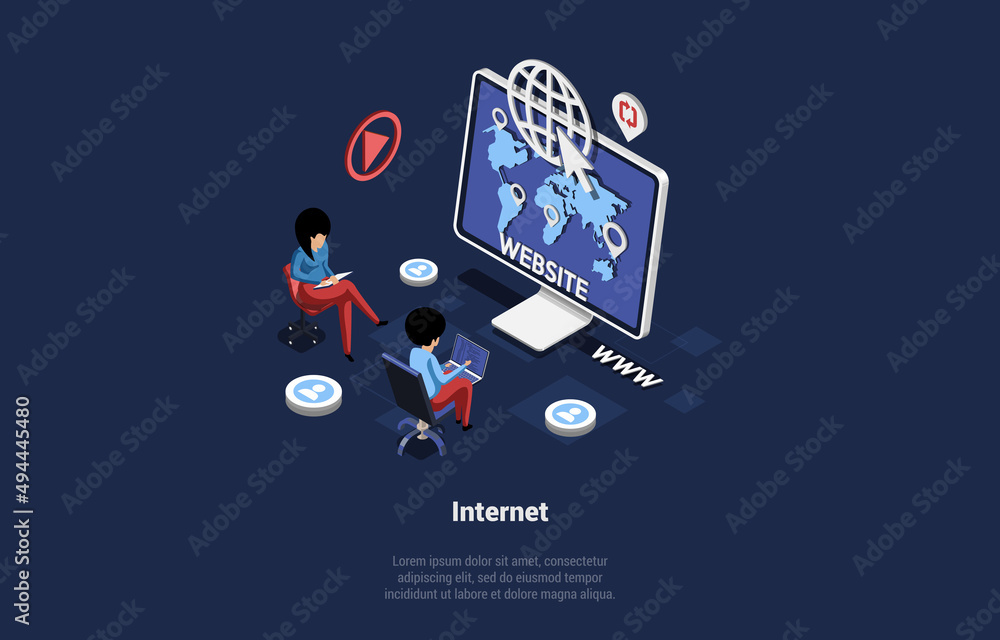 Global Social Network, Business Connection Concept. Digital World on the Converging Point of Circuit. People Using Internet. Future of the Internet and Technology. Eisometric 3d Vector Illustration Global Social Network, Business Connection Concept. Digital World on the Converging Point of Circuit. People Using Internet. Future of the Internet and Technology. Eisometric 3d Vector Illustration