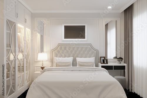 3d render of white design bedroom