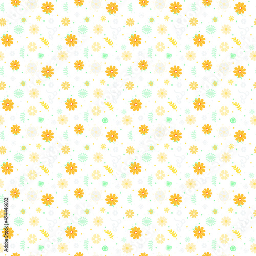 New seamless pattern with flowers for design. Small colorful multicolor flowers. EPS, vector, illustration, light background.