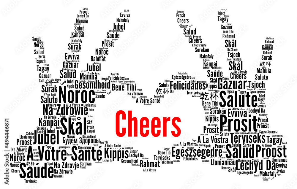 Cheers word cloud concept in different languages Cheers word cloud concept in different languages