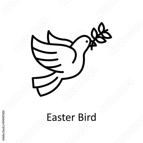 Easter Bird vector Outline Icon Design illustration. Easter Symbol on White background EPS 10 File