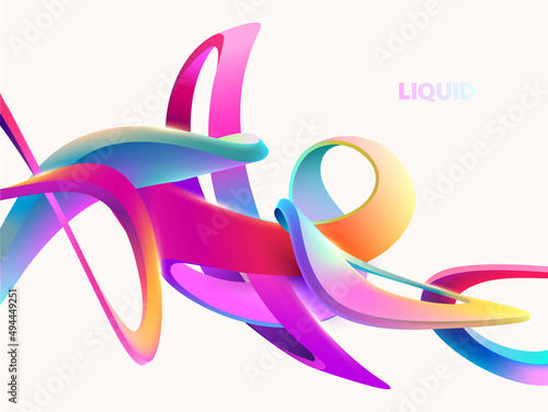 Colorful liquid circle. Abstract geometric shapes on white background.