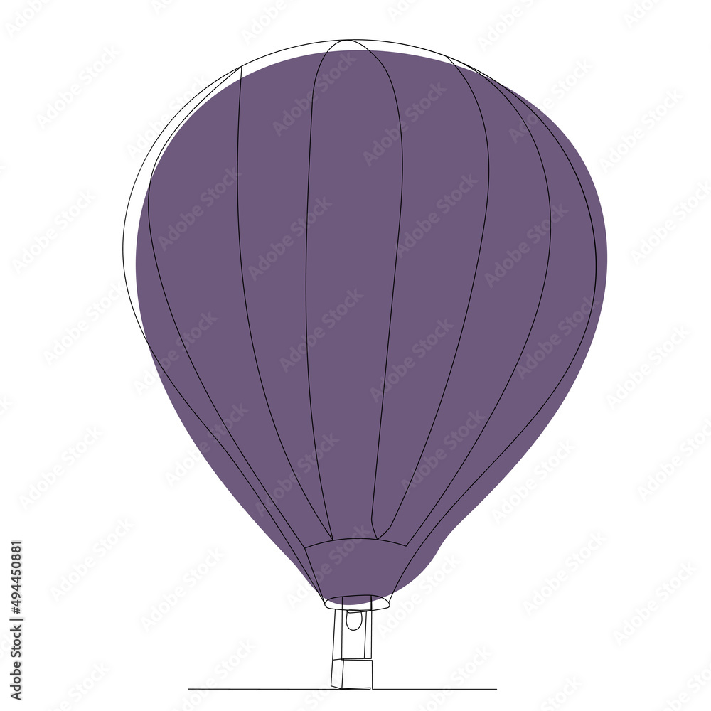 Naklejka premium hot air balloon drawing one continuous line vector