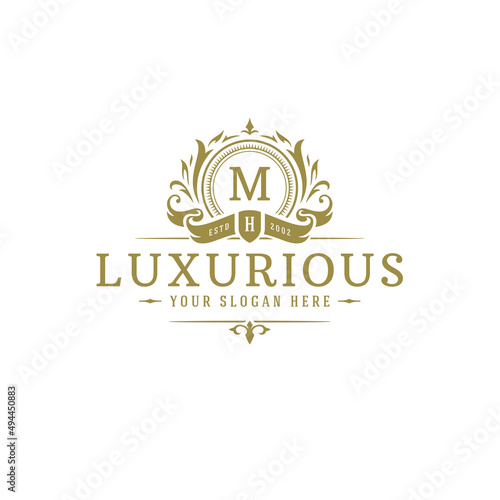 Luxury logo crest template design vector illustration.