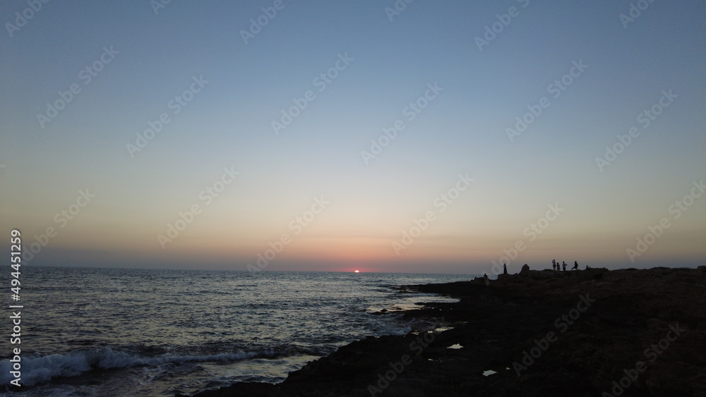 sunset in Paphos on the island of Cyprus