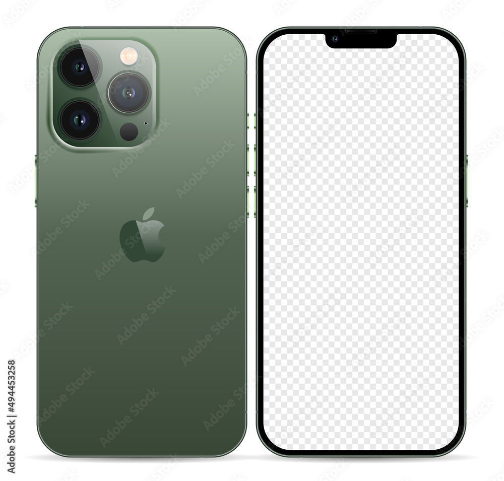 Vecteur Stock New Apple iPhone 13 Pro / Pro Max Alpine Green. Smartphone  mockup screen Iphone by Apple Inc. Vector illustration | Adobe Stock