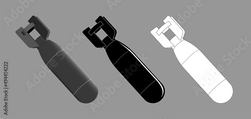 A set of aerial bombs in flight. bombardment of the area.