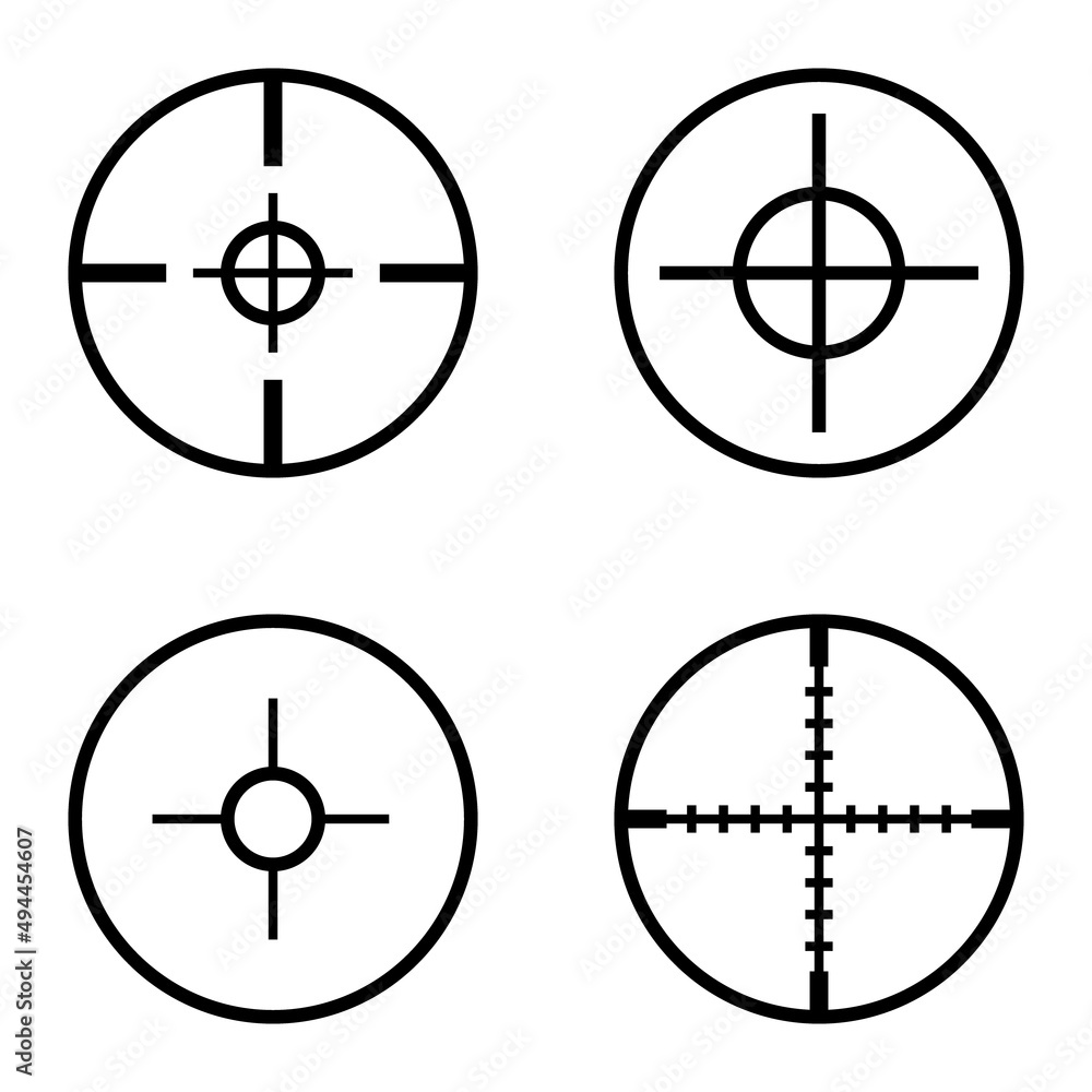Crosshairs Flat Icon Set Isolated On White Background Crosshairs Flat Icon Set Isolated On White Background