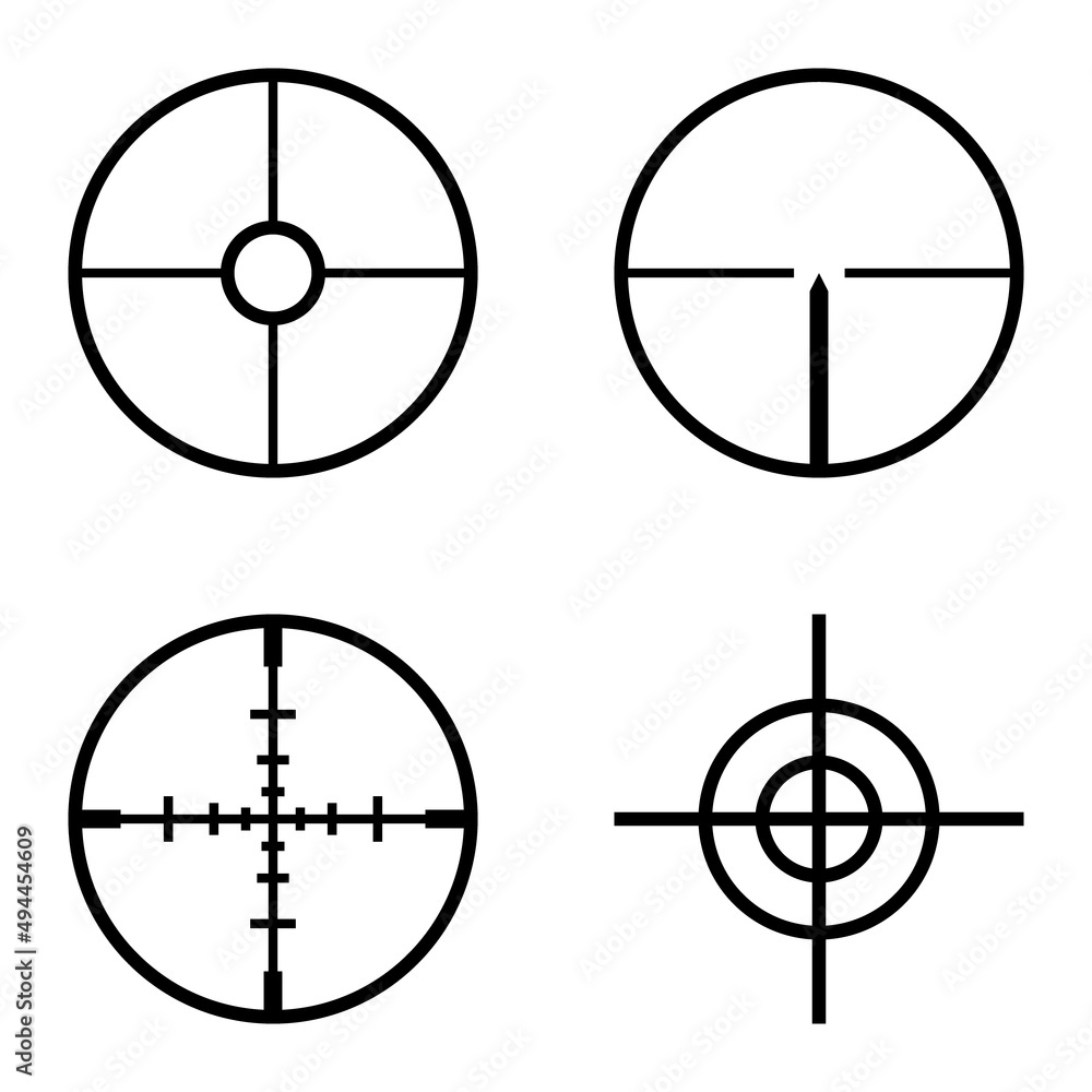 Crosshairs Flat Icon Set Isolated On White Background Crosshairs Flat Icon Set Isolated On White Background
