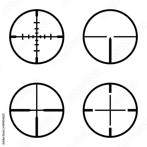 Crosshairs Flat Icon Set Isolated On White Background