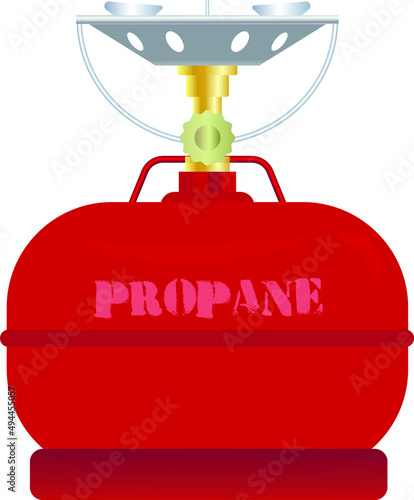 red gas cylinder, with the inscription "propane"