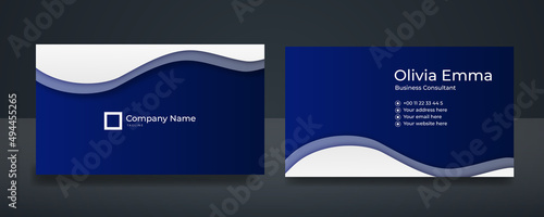 Business card design with blue white elegant pattern. Modern concept with colorful decoration art. Vector illustration print template.