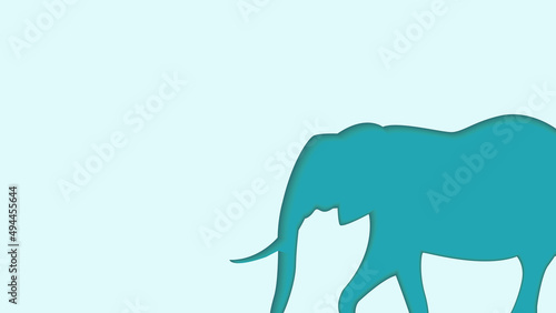 Vector graphic of elephant animal illustration with blue color scheme and using paper cut out style. Background animal illustration