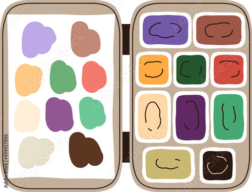 Watercolor Palette Colored Illustration