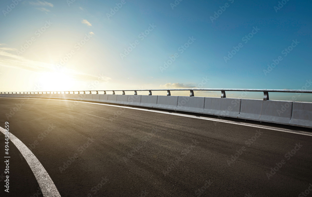 Curvy highway overpass with beautiful sunlight.