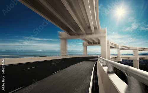 Highway overpass with nature seascape background. © Image Craft