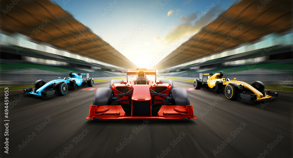 Ilustração do Stock: Race car racing on speed track, Car race on